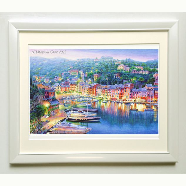 ポルトフィーノ ヨーロッパ 地中海 夕景 風景画 イタリア 絵画 海