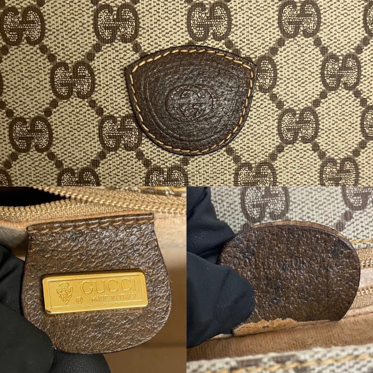 美品 GUCCI グッチ オールドグッチ ヴィンテージ レザー 本革 GG 