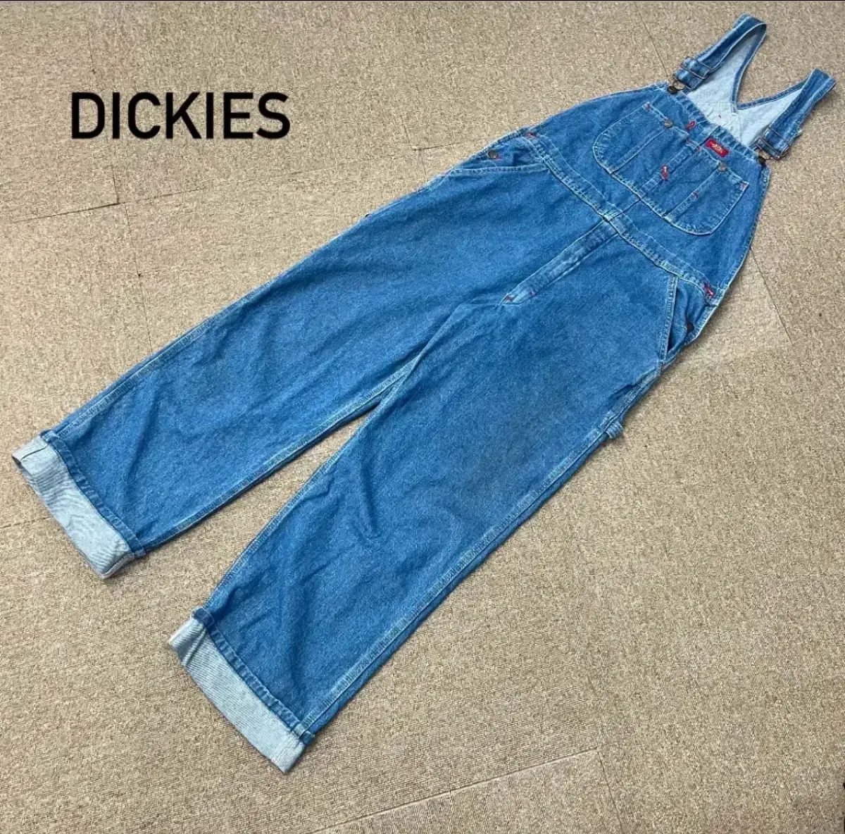 Dickies デニムオーバーオール リフレクター デッキーズ 神サイズ レア