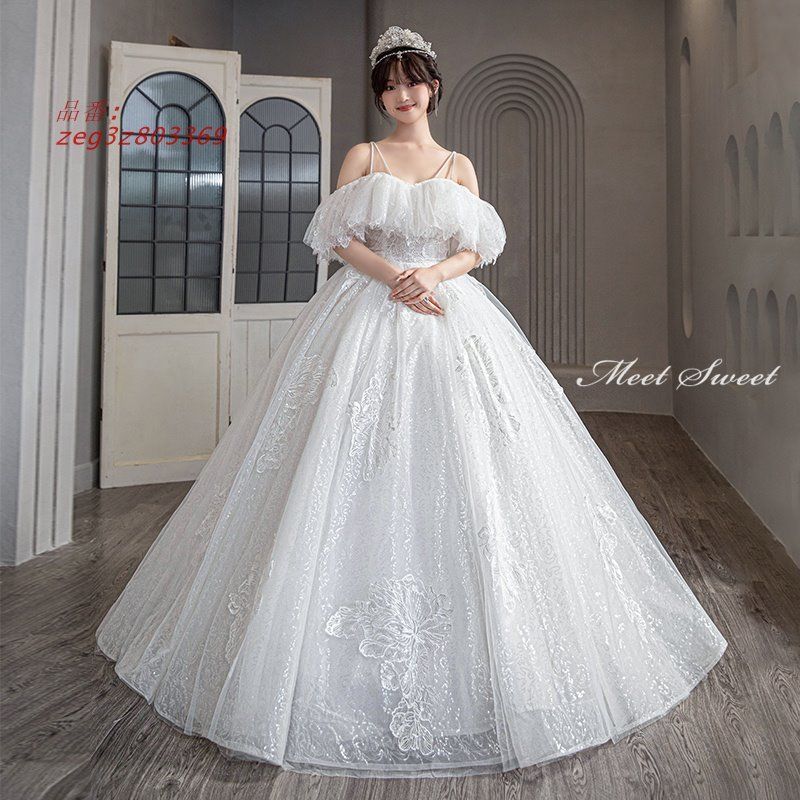 ウェディングドレス ウエディングドレス 二次会 結婚式 前撮り ブライダル ロングドレス プリンセスラインドレス 花嫁 プリンセスドレス zeg3z803369