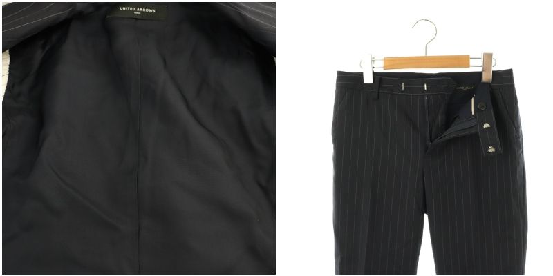 ユナイテッドアローズ パンツスーツ ストライプ セットアップ 黒 M ユナイテッドアローズ UNITED ARROWS TOKYO スーツ セットアップ