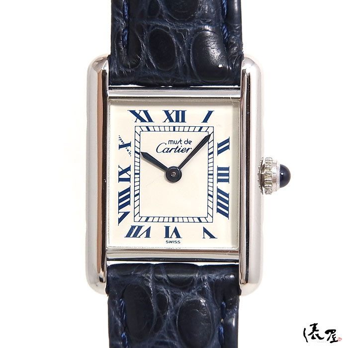 must de Cartier 腕時計 アナログ シルバー/ネイビー must de Cartier 腕時計 アナログ シルバー/ネイビー