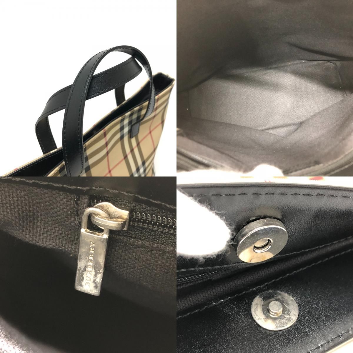 【美品】Burberry バーバリー ハンドバッグ PVC×レザー BURBERRY バーバリー ノバチェック ハンドバッグ トートバッグ