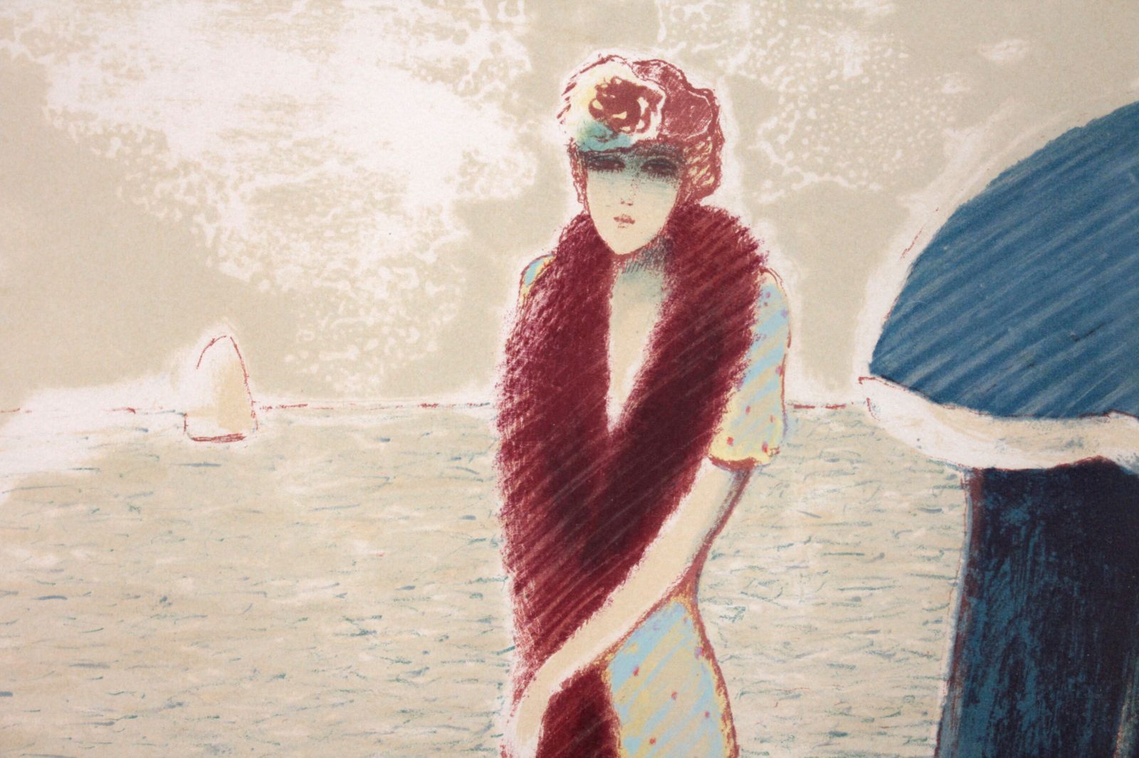 ジャン＝ピエール・カシニョール 「キツネの襟巻をした女性」 リトグラフ 版画 絵画 ジャン＝ピエール・カシニョール 『キツネの襟巻をした女性