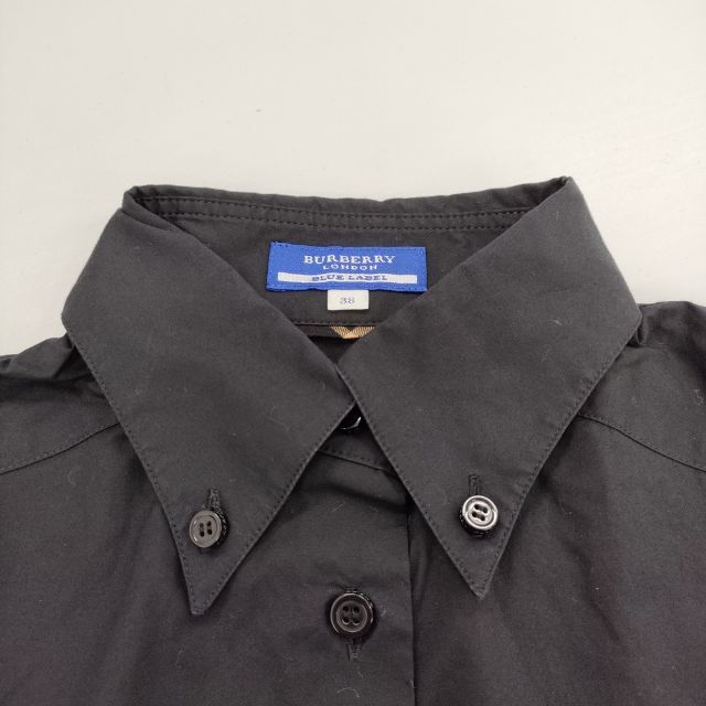 BURBERRY BLUE LABEL ボウタイ付き 半袖 ボタンダウン ブラウス