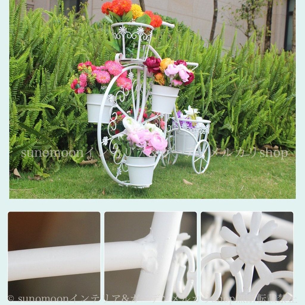 おしゃれ ガーデンインテリア お洒落 金 ガーデニング グリーン ガーデン雑貨 ガーデン 庭 自転車 鉄製 ゴールド インテリア エレガント 白 庭の装飾 8-14 緑 プランタースタンド ホワイト 雑貨 ラック フラワースタンド STEELWINDOWSANDDOORS_COM
