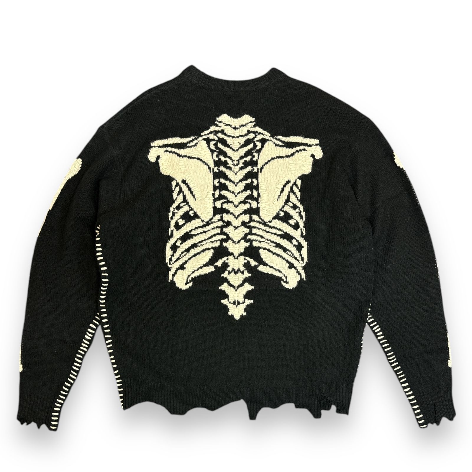 定価55000円 SAINT MICHAEL × Vlone 22AW Bone Knit ボーン スカル 刺繡 ダメージ加工 ニット セーター  セントマイケル ヴィーローン コラボ ブラック M SM-A22-0000-094 70078A7 - メルカリ