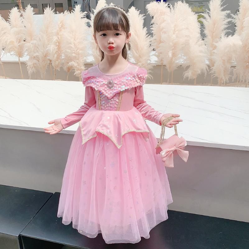 プリンセス ドレス 子供 人気 エルサ アナ ベル ラプンツェル ジャスミン オーロラ姫 ドレス キッズ 誕生日 クリスマスプレゼント 100 110 120 130 140