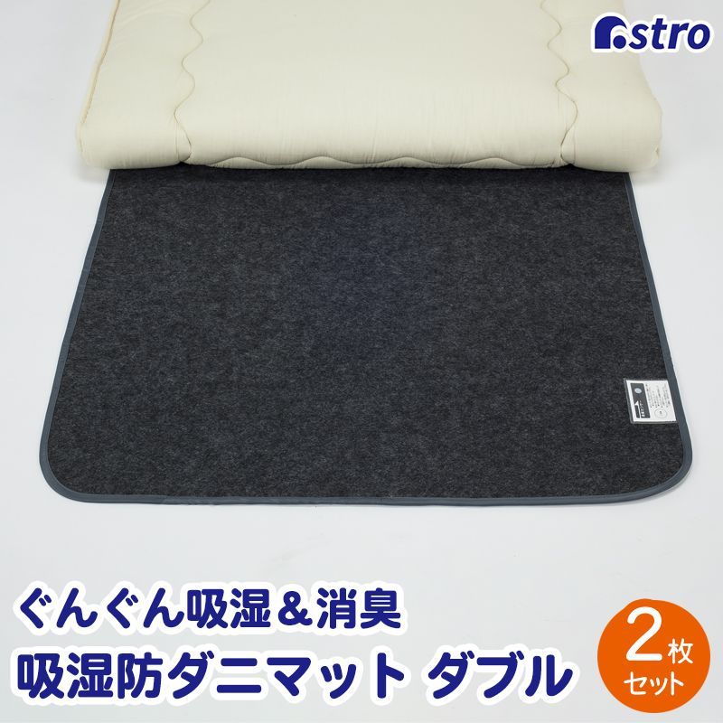 アストロ 公式 消臭炭入ドライ＆ドライ吸湿防ダニマット ダブル ２枚組 615-04
