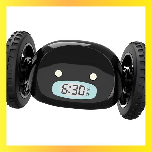 新着ブラックホイール CLOCKY めちゃくちゃうるさい目覚まし時計 逃げる目覚まし時計 デジタル目覚まし時計 デジ タル 寝室 車輪 付き 目覚まし時計 起きれない人用 難聴者用目覚まし時計 振