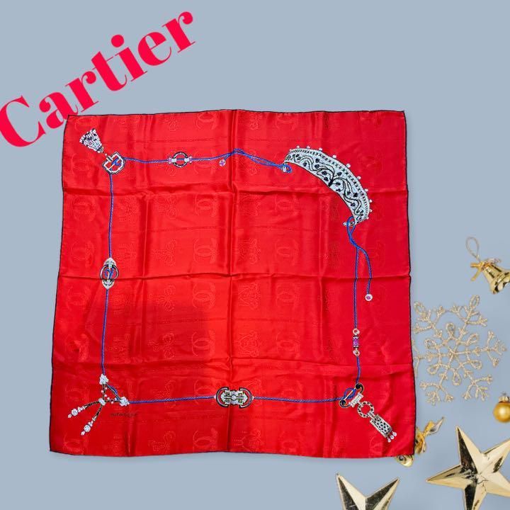 超美品】【Cartier】カルティエ 大判スカーフ カルティエ - リサイクル