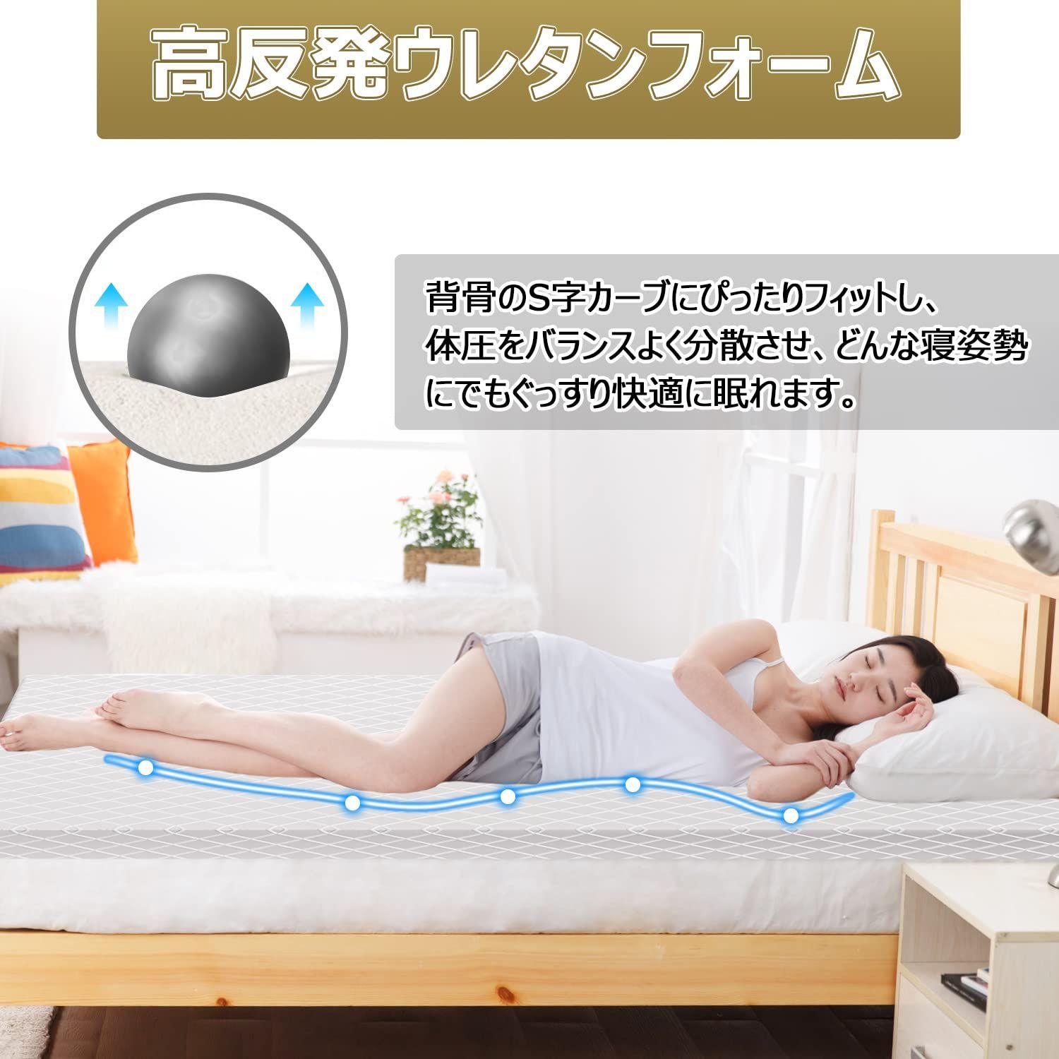 Homwarm マットレス ベットマット 高反発 敷布団 厚さ5cm 抗菌防湿 毛玉防止 汚れ防止 高通気性 高密度32D (ダブル (140*195*5cm) 白)