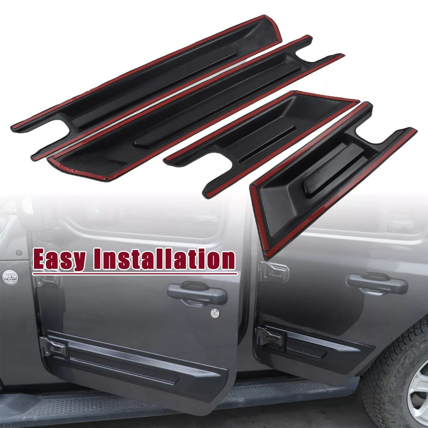 大人気/特価セール！ 送料無料 ジープ ラングラー JL 2018年以降 4ドア用 サイドドアモールディング プロテクター ブラック ABS製