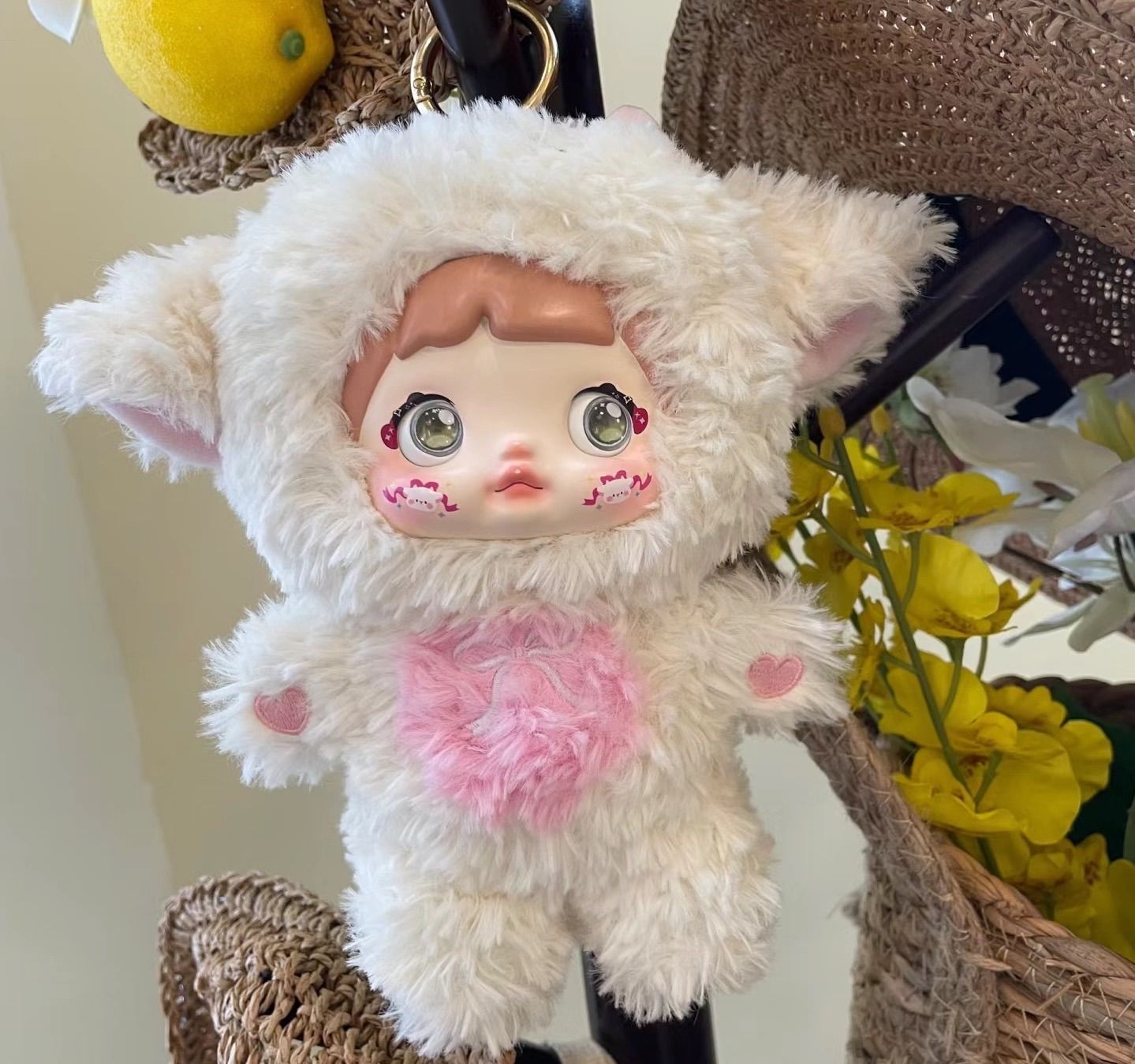 【開封済】nommi 糯米儿 Season1 “可爱不打烊” “かわいくてたまらない” 海外限定 シリコン/ぬいぐるみペンダント キーホルダー・キーリング 置物【モデル：奶油咩咩】18cm white 1点