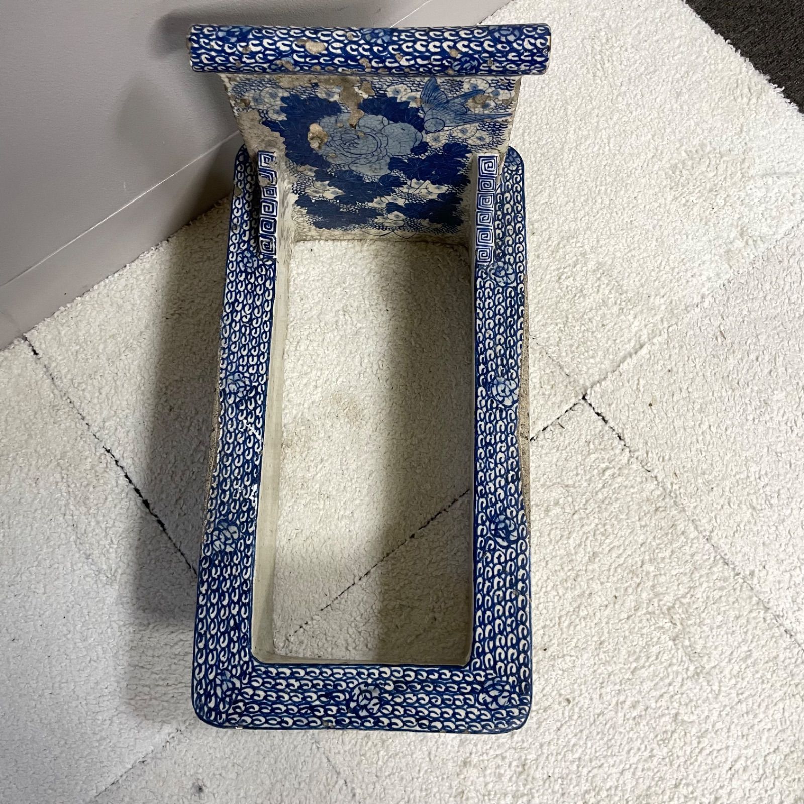 レトロ 染付 和式便器 アンティーク 陶器 明治時代