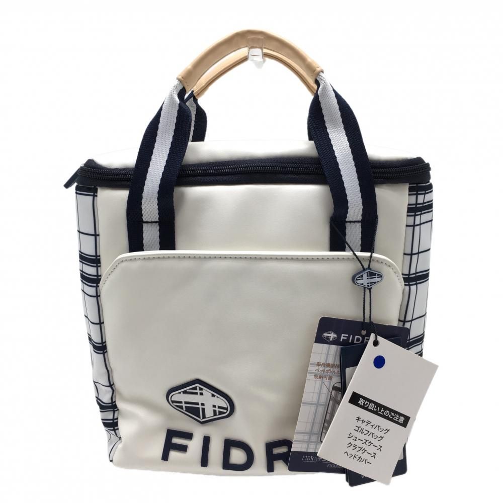 【新品】フィドラ 保冷カートバッグ 白×ネイビー サイドチェック ペットボトル3本収納可 内外ポケット付ゴルフ FIDRA