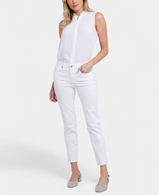 【送料無料】 エヌワイディージェイ レディース デニムパンツ ボトムス Women's Sheri Straight Ankle Fray Hem Jeans Optic White