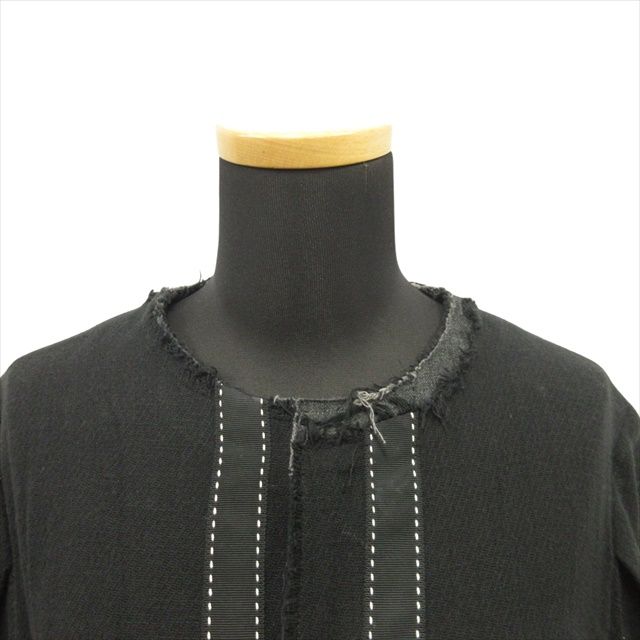 ヨウジヤマモトノアール YOHJI YAMAMOTO NOIR カットオフ フィッシュテール シャツ ブラウス カットソー 七分丈 1 黒 ブラック レディース ヨウジヤマモトノアール YOHJI YAMAMOTO NOIR カットオフ