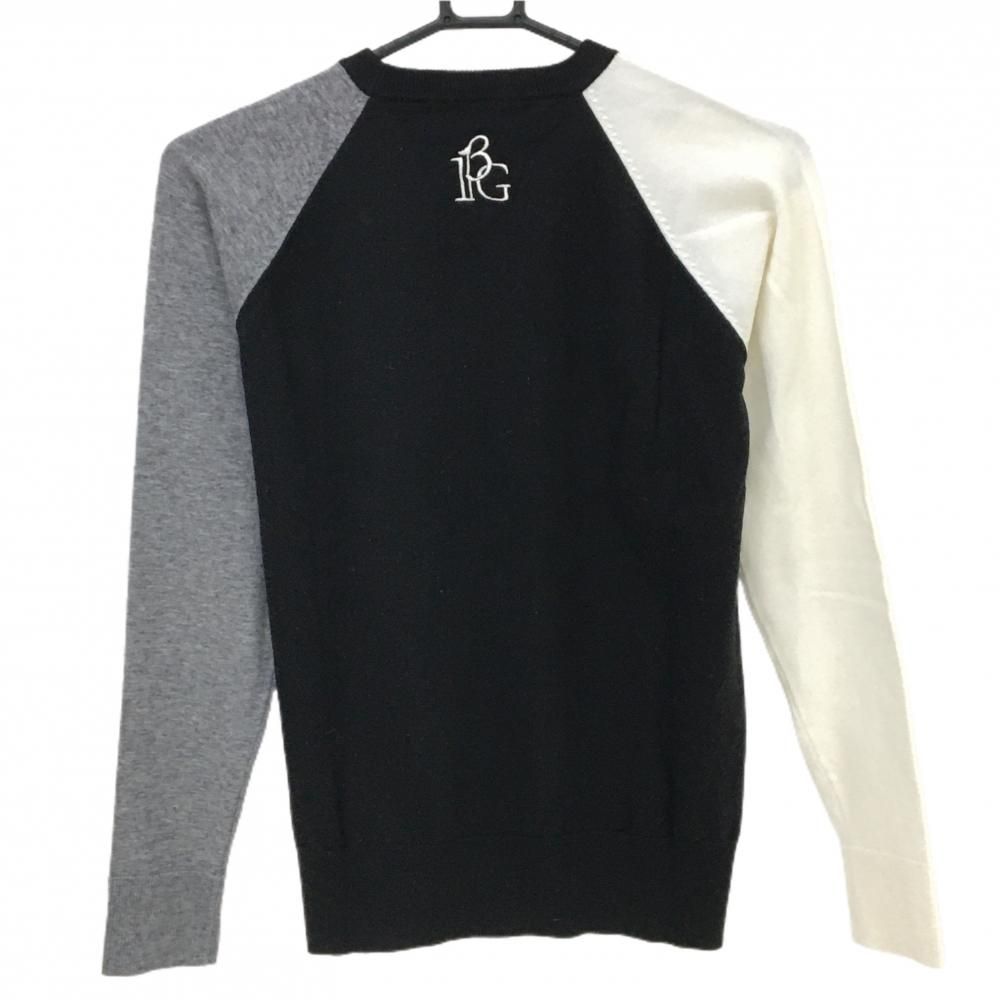 セーター 黒×グレー×白