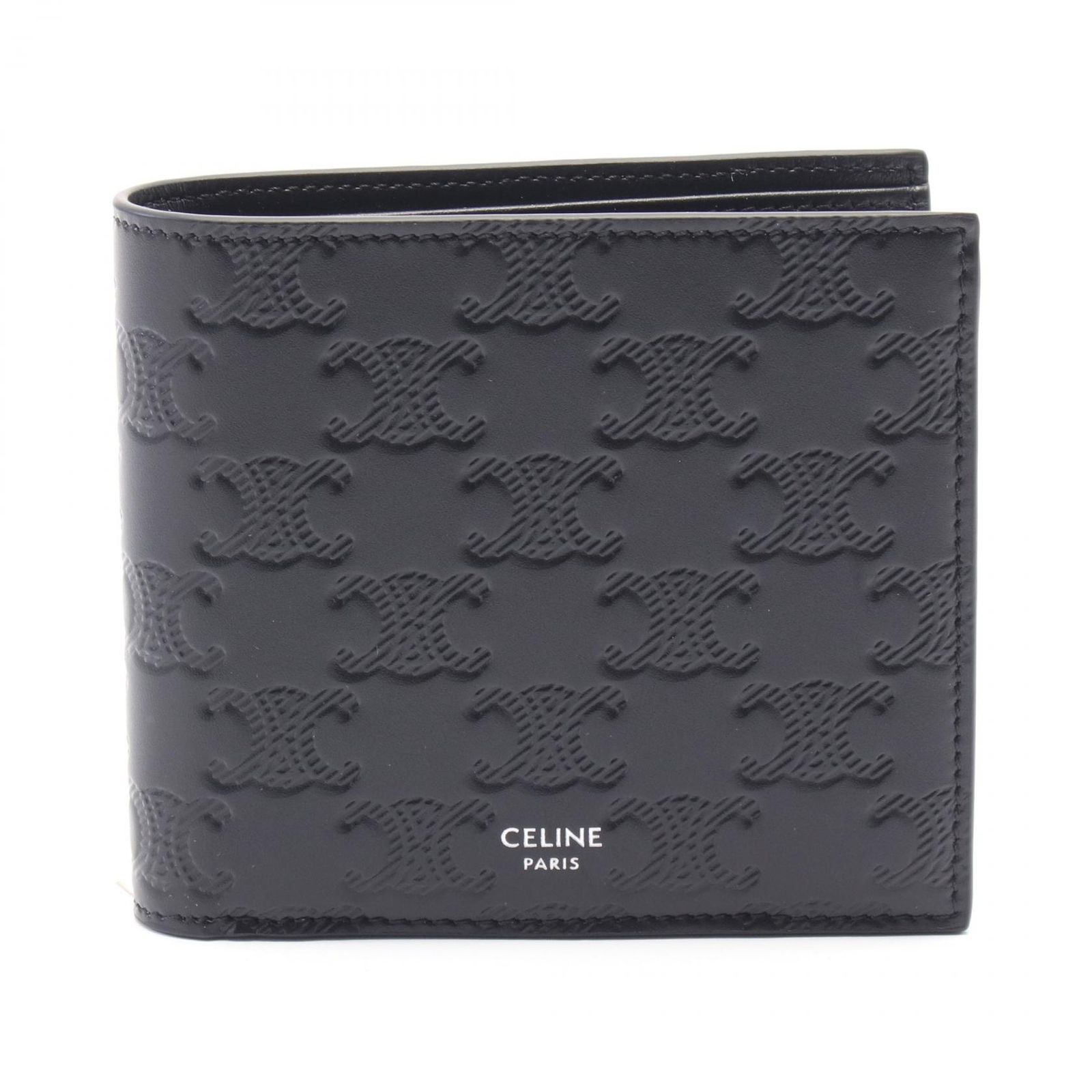 セリーヌ CELINE 二つ折り財布 バイフォールドウォレット トリオンフ 10C873FQB38SI ブラック レザー 二つ折り財布 レディース