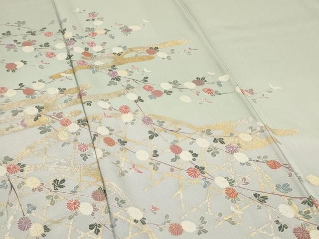 ■訪問着　絞り　扇文　金彩　三越扱い　逸品 □訪問着 絞り 扇文 金彩 三越扱い 逸品 総絞り 訪問着 流水に