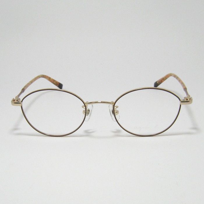 agnes b. アニエス ベー レディース 眼鏡 メガネ フレーム サングラス 50-0124-2 サイズ48 ブラウン ライトゴールド