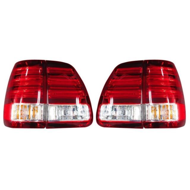 ランクル ランドクルーザー シグナス 中期用 後期ルック クリスタル LED テールランプ クリア レッド テールレンズ テール 左右セット TY885-B0RE4