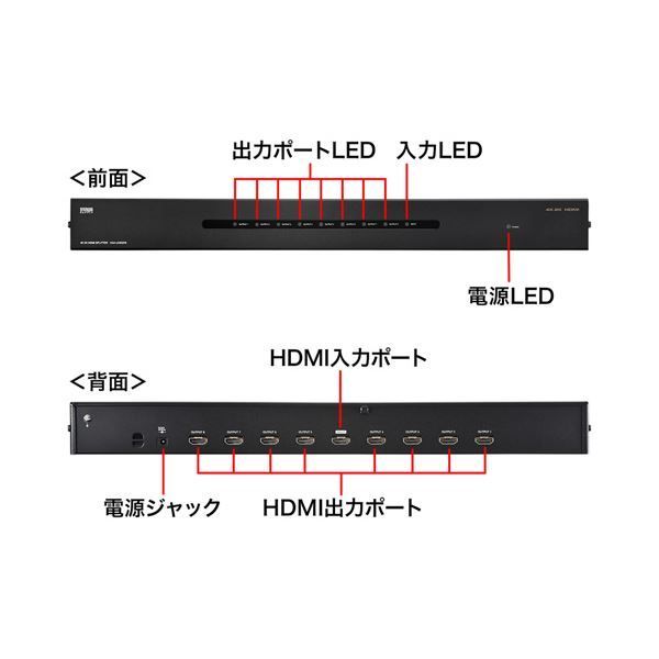 サンワサプライ 4K2K対応HDMI分配器 8分配 VGA-UHDSP8