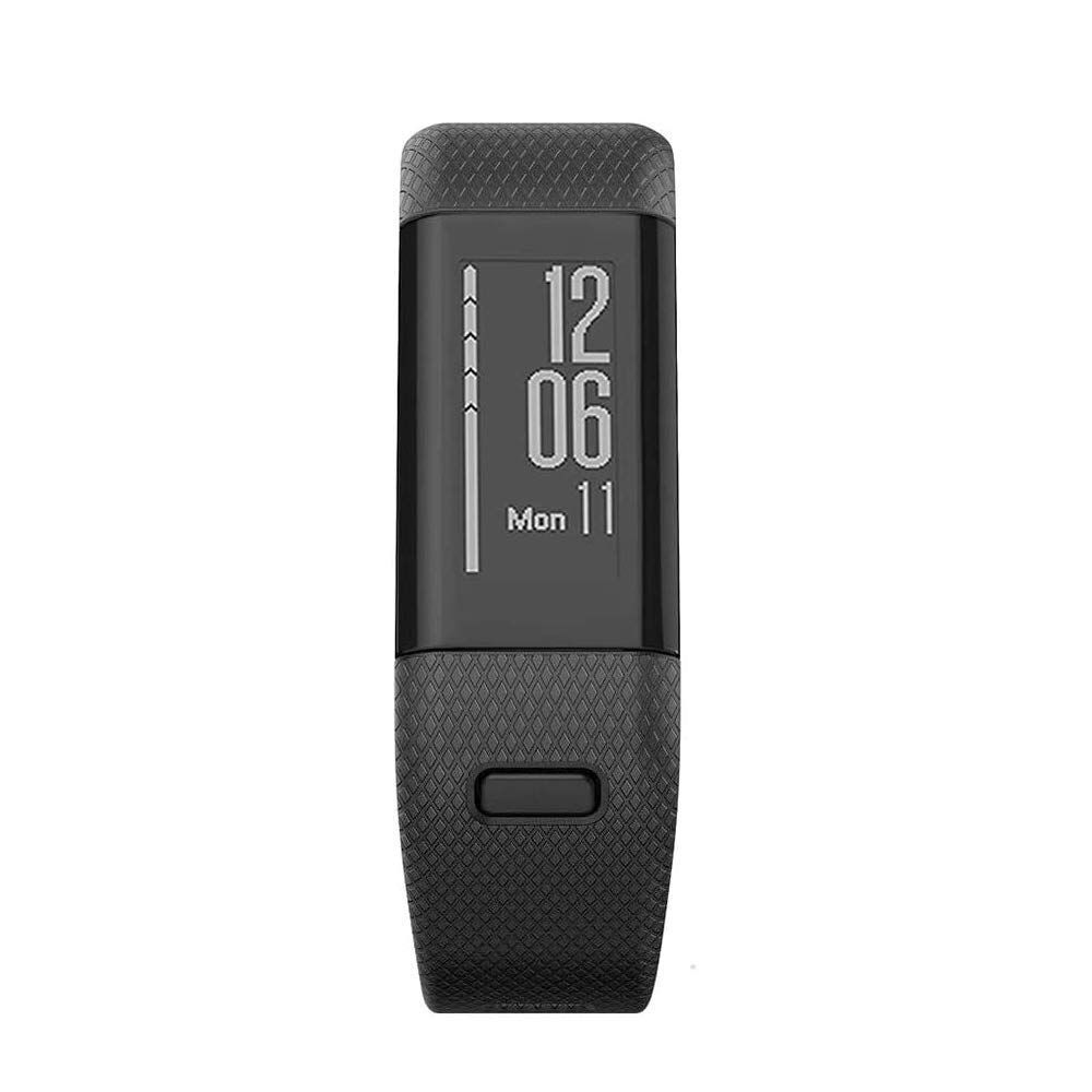 【数量限定】バンド 対応 Garmin vvosmart HR+，高級 シリコーン製腕時計ストラップ/バンド 交換ベルト for Garmin vvosmart HR+ (深黒)