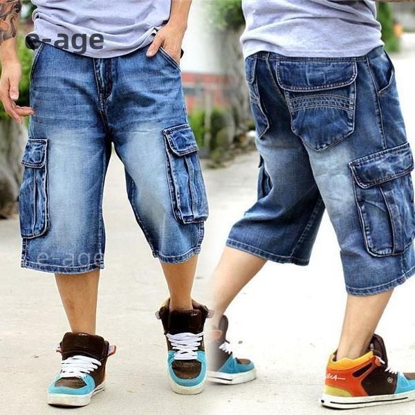 MASUデニムショートパンツ 極太デニム ハーフパンツ ジーンズ メンズ ルーズフィット B系