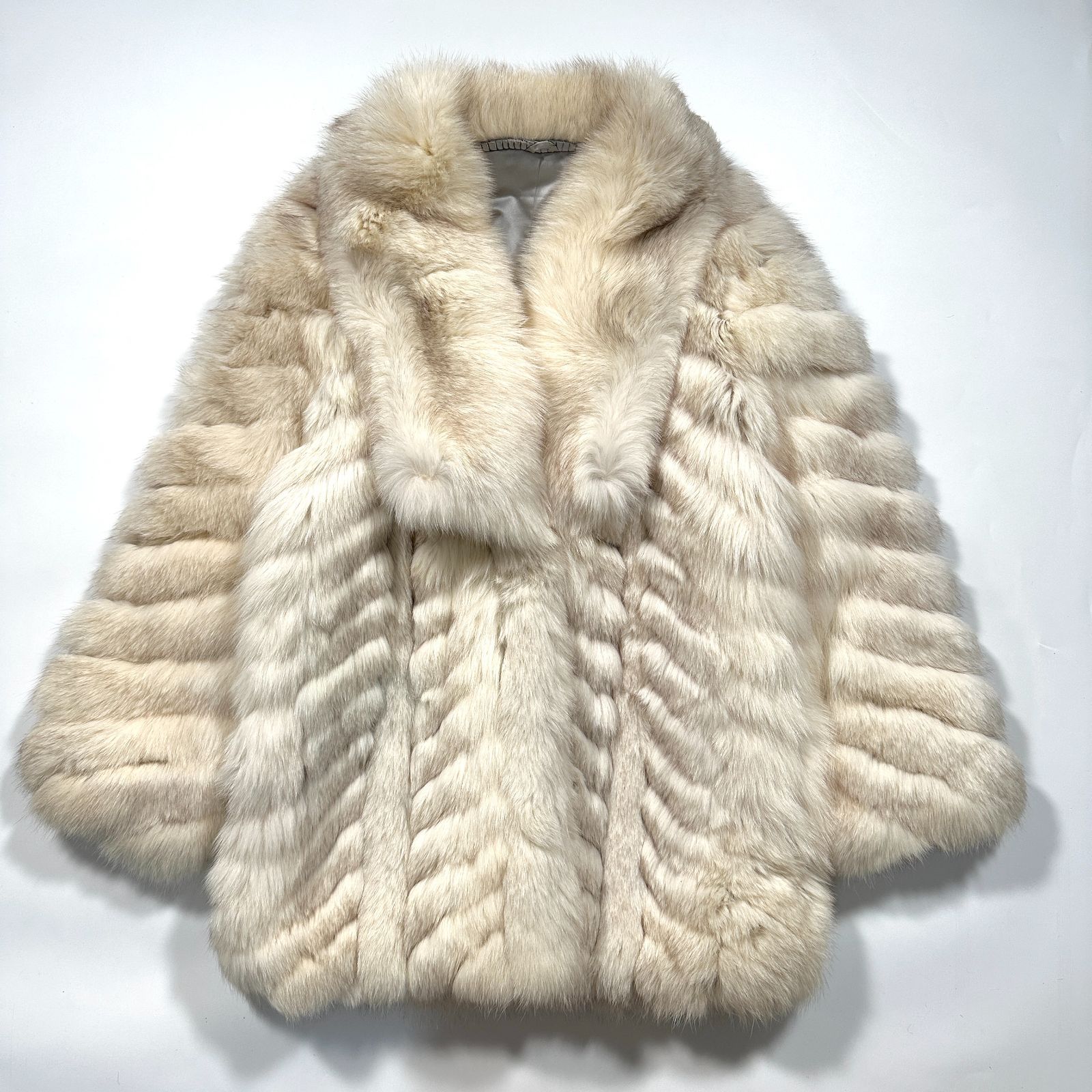 SAGA FOX サガフォックス フォックスファー ハーフコート ジャケット アイボリー リアルファー