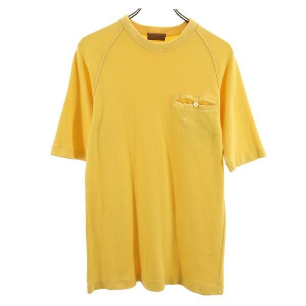 イヴサンローラン クルーネック ワンポイント刺繍 半袖 Tシャツ L イエロー系 YVES SAINT LAURENT メンズ 【中古】  【230605】