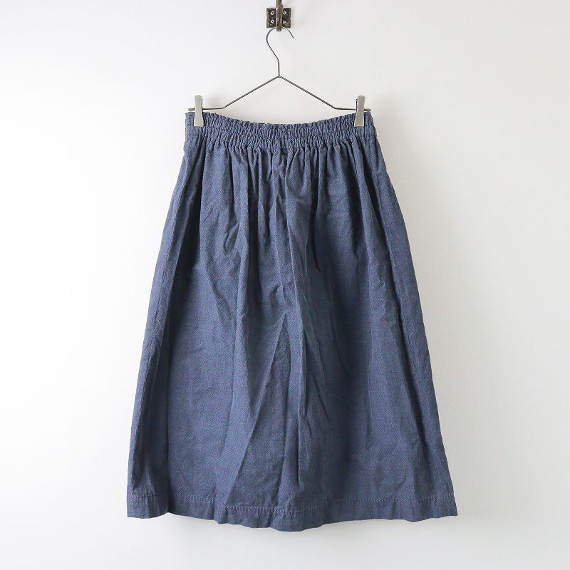 ホームスパン homspun 細コール ギャザースカート M/ネイビー 
