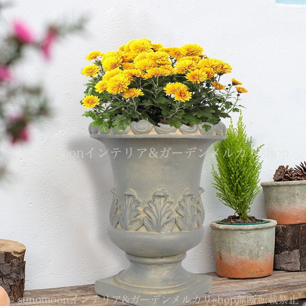 8-14 大きい お洒落 ガーデン ガーデンインテリア 雑貨 レリーフ エレガント ヴィンテージ調 酸化マグネシウム グレー ガーデニング ヨーロピアン調 プランター 庭の装飾 ガーデン雑貨 インテリア 彫刻 おしゃれ