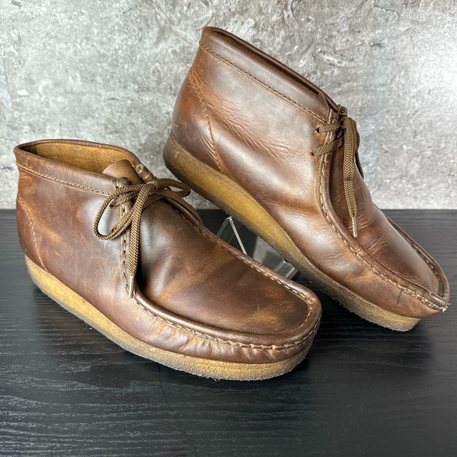 美品】clarks ワラビー ショート ブラックレザー S378 Clarks Wallabe