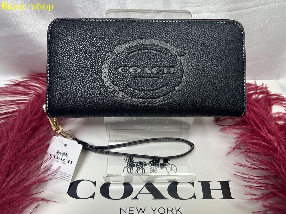 コーチ COACH 長財布 財布  ロング ジップ アラウンド ウォレット コーチ ヘリテージ トープ ぺブルド レザー ストラップ付きプレゼント 贈り物 ギフト 財布 レディース 新品未使用 ブランド  CN353 A344 11