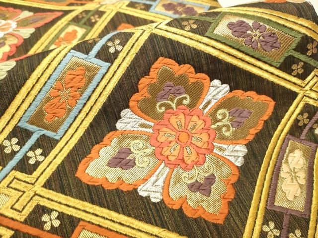 平和屋着物◎六通柄袋帯 唐織 花唐草文 金銀糸 逸品 未