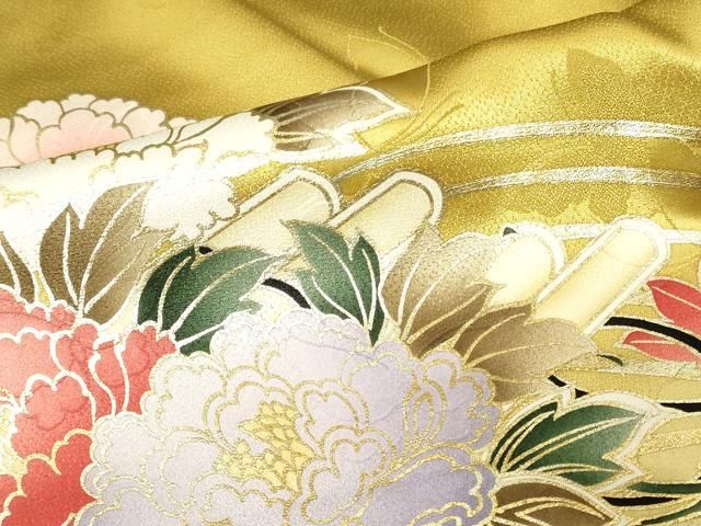 振袖 着物 刺繍 金彩加工 黄色 イエロー 梅 レア 正絹 成人式 二十歳 ２０歳 中古 仕立て上がり 身丈168 裄68 Ｌサイズ みやがわ sb13598 振袖 着物 金彩加工 刺繍 レモンイエロー 黄 裄69 ２Ｌ 中古 sn1078