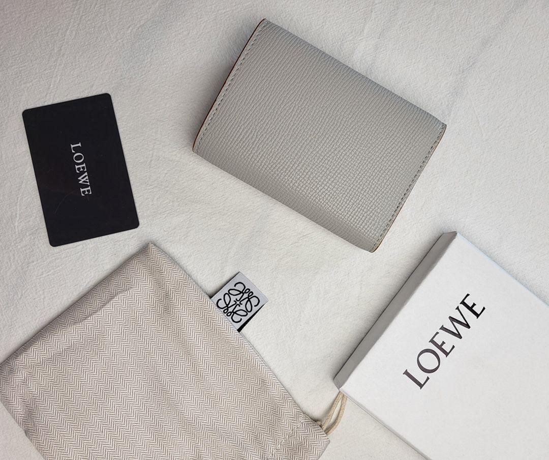 LOEWE/ロエベ 財布 三つ折り財布 スモールウォレット グレーホワイト