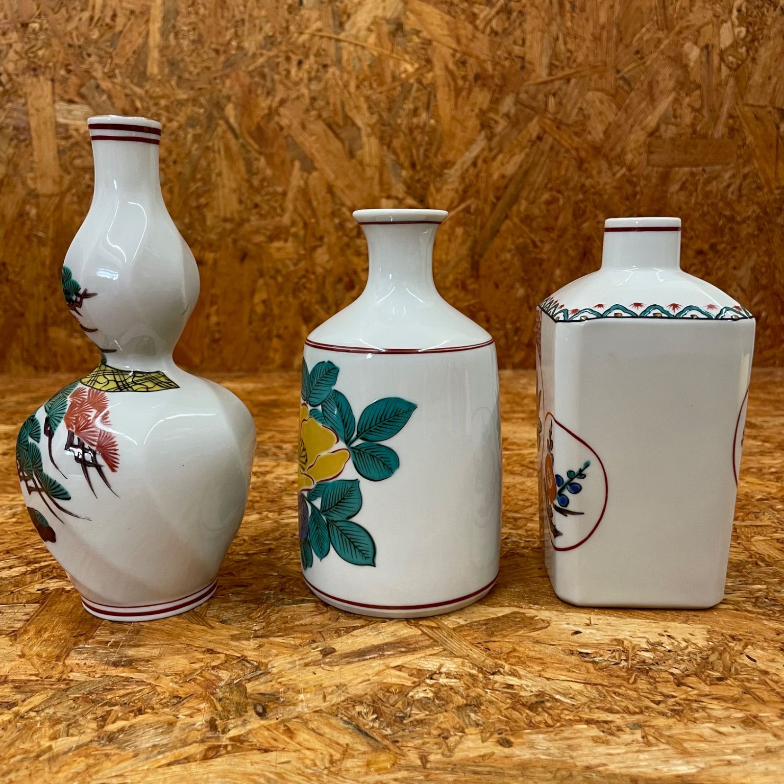 九谷焼 角福 徳利 3点セット 一輪挿し 酒器 花器 花瓶 水差 陶器 