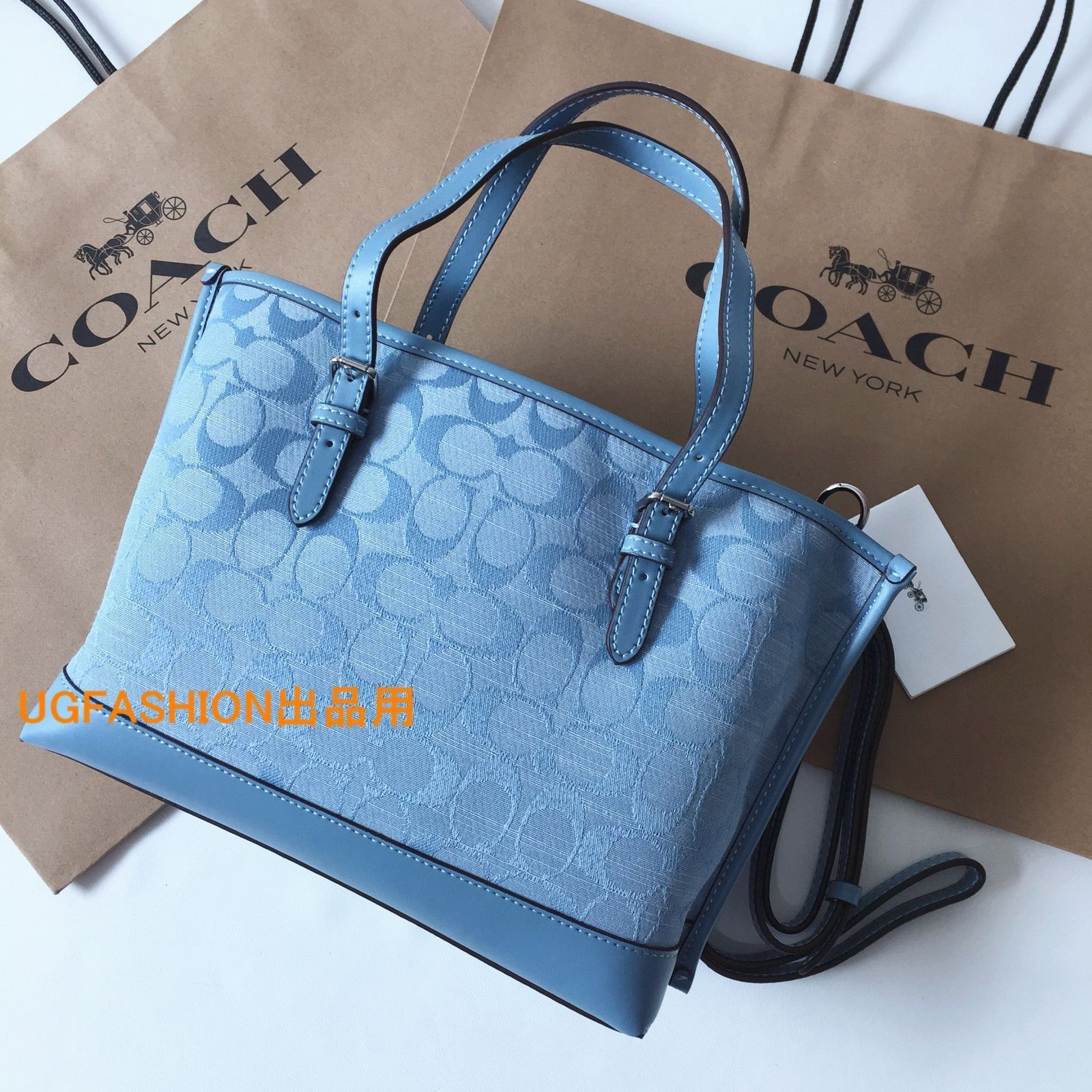 新品 未使用 coach 気まず コーチ デニム トートバッグ ハンドバッグ