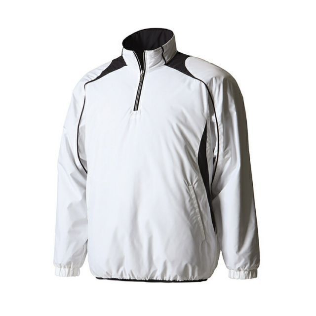 DESCENTE デサント 長袖プルオーバーコート ホワイトxブラック Mサイズ STD-425B WHT | スポーツ スポーツ用品 野球 ベースボール ベースボールウェア トレーニングウェア アウター 長袖 プルオー