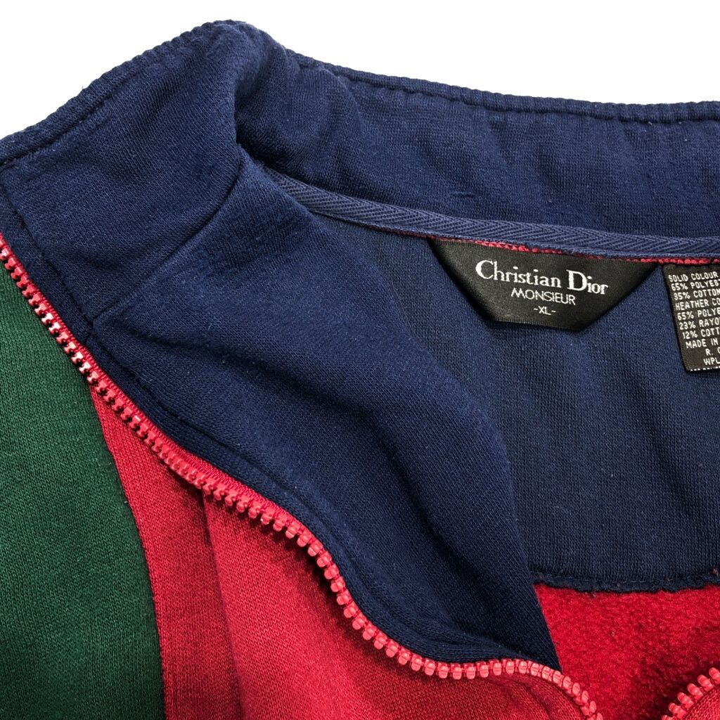 希少☆90s クリスチャンディオール 刺繍ロゴ フルジップ スウェット XL 希少☆90s クリスチャンディオール 刺繍ロゴ フルジップ
