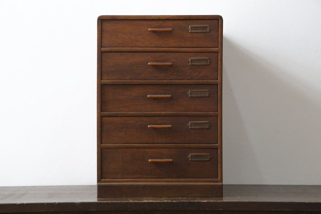 アンティーク古道具⭐︎ 引き出し4段　小引き出し ネームプレート付き　レターケース アンティーク古道具 引き出し4杯小引き出し レターケース ネーム