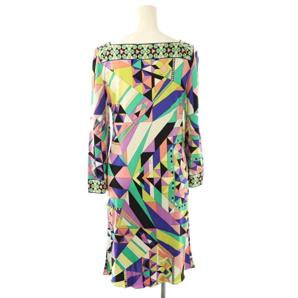 エミリオプッチ EMILIO PUCCI スクエアネック総柄シルク