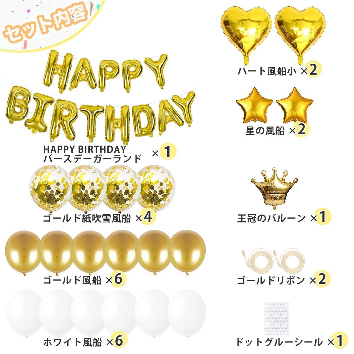 人気商品】バルーン 王冠 Happy Birthday ガーランド 誕生日 飾り付け