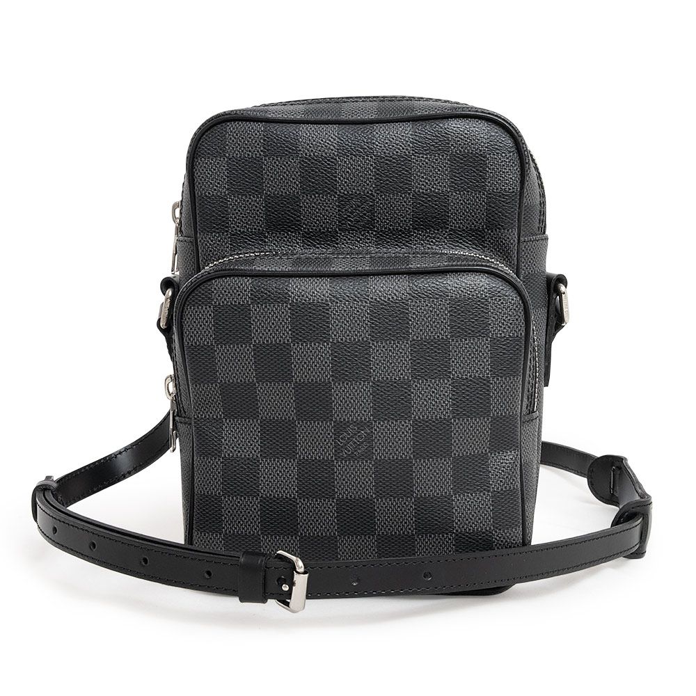 ルイ ヴィトン レム ショルダーバッグ 斜め掛け ダミエグラフィット ブラック 黒 シルバー金具 N41446 LOUIS VUITTON（美品）