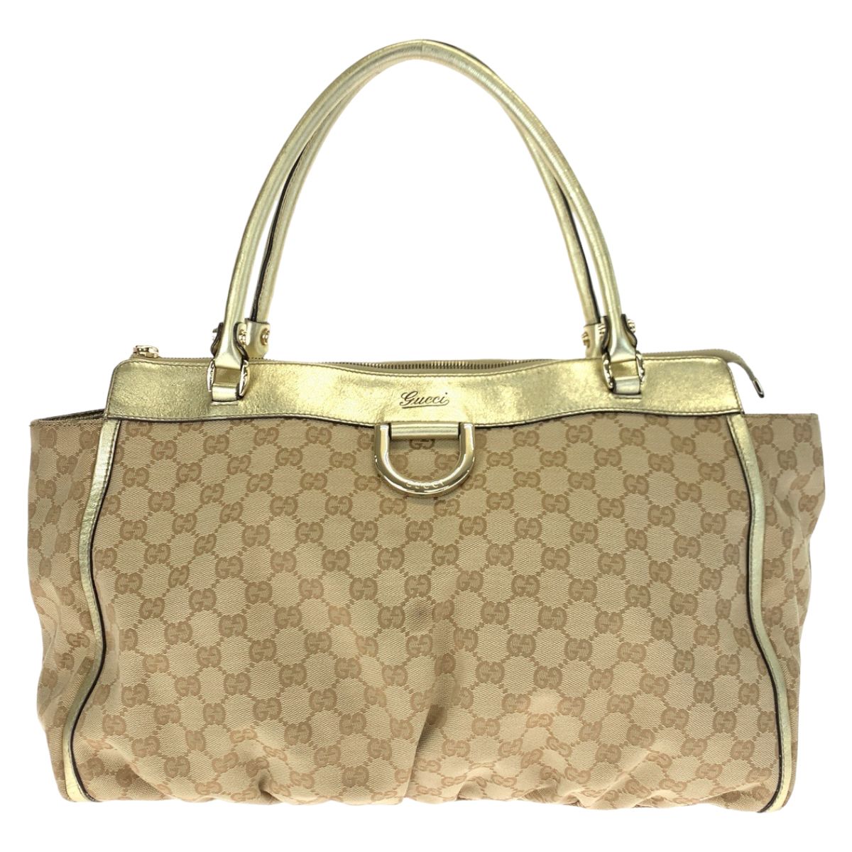 美品 GUCCI グッチ アビー ベージュ ゴールド GGキャンバス/レザー 