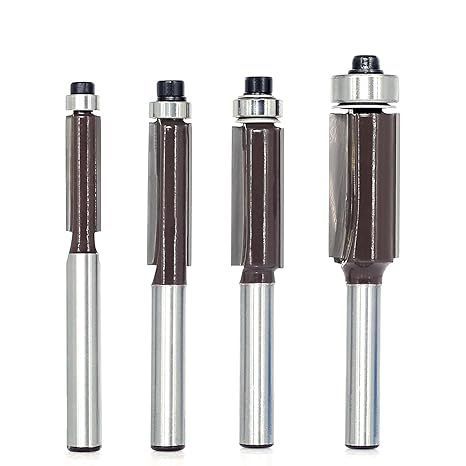 【在庫処分】4本セット トリマービット 軸径6mmフラッシュトリムルータービット ガイドべアリング付ストレートビット 面取りビット 木工フライスカッター 目地払いピット 飾り面 加工 彫刻