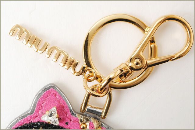 ミュウミュウ キーリング/キーホルダー miumiu ネコ/キャットモチーフ